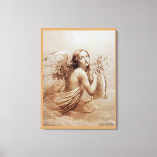 ANGEL PLAYING LYRA OVER THE CLOUDS CANVAS PRINT
