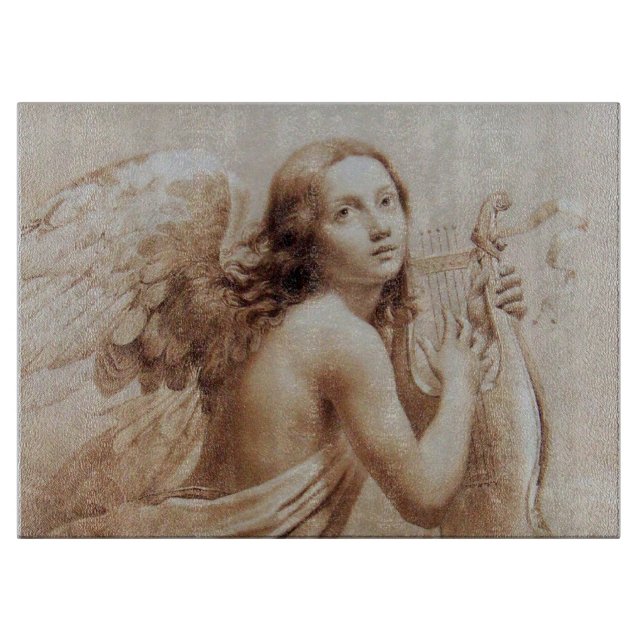 ANGEL PLAYING LYRA OVER THE CLOUDS CUTTING BOARD (Front)