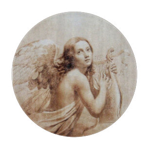 ANGEL PLAYING LYRA OVER THE CLOUDS CUTTING BOARD