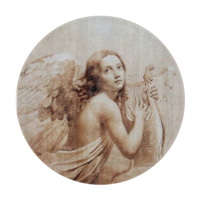 ANGEL PLAYING LYRA OVER THE CLOUDS CUTTING BOARD (Front)