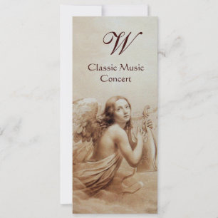 ANGEL PLAYING LYRA OVER THE CLOUDS,Monogram Felt Invitation