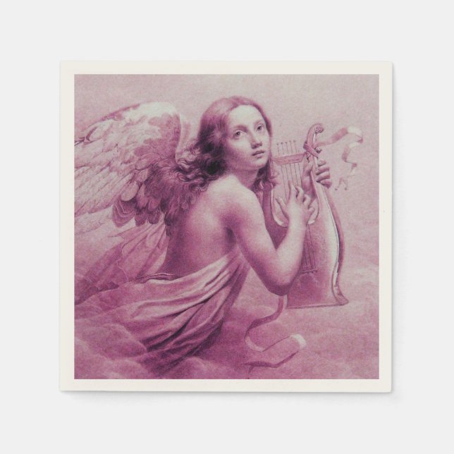 ANGEL PLAYING LYRA OVER THE CLOUDS NAPKIN (Front)