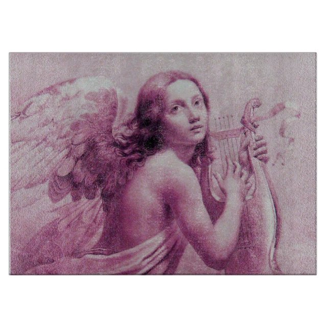 ANGEL PLAYING LYRA OVER THE CLOUDS Pink ,Fuchsia Cutting Board (Front)
