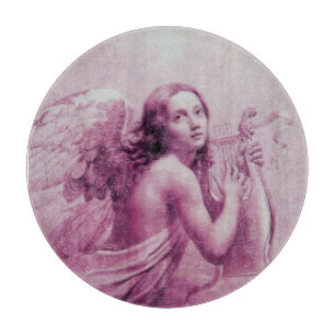ANGEL PLAYING LYRA OVER THE CLOUDS Pink ,Fuchsia Cutting Board