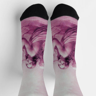 ANGEL PLAYING LYRA OVER THE CLOUDS Pink  Socks