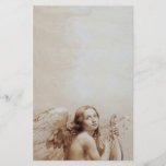 ANGEL PLAYING LYRA OVER THE CLOUDS STATIONERY<br><div class="desc">Artistic and classic watercolor painting in white sepia, brown colours re-elaborated from 18 th Century Italian fine art</div>