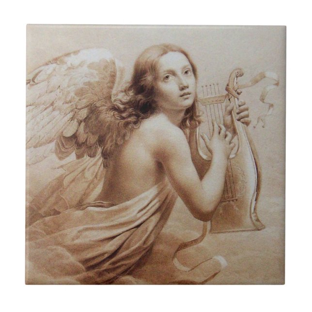 ANGEL PLAYING LYRA OVER THE CLOUDS TILE (Front)