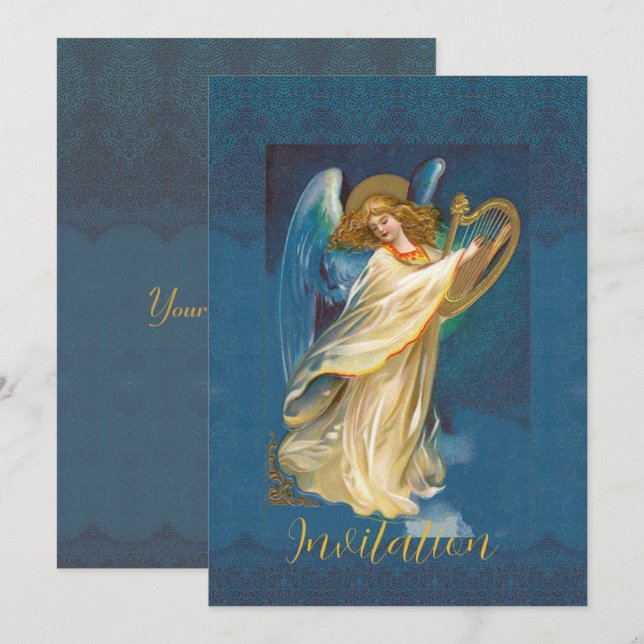 Angel Playing Music On A Harp (Front/Back)