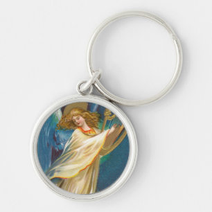 Angel Playing Music On A Harp Key Ring