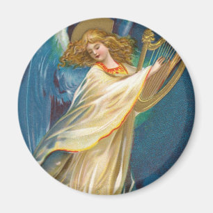 Angel Playing Music On A Harp Magnet