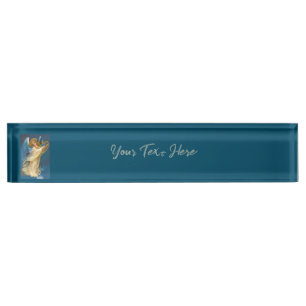 Angel Playing Music On A Harp Nameplate
