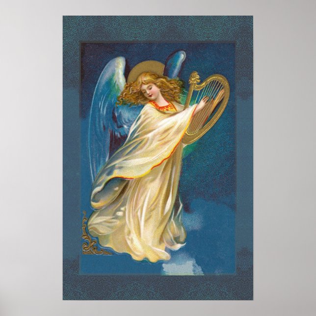 Angel Playing Music On A Harp Poster (Front)