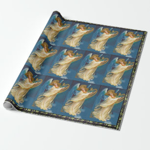 Angel Playing Music On A Harp Wrapping Paper