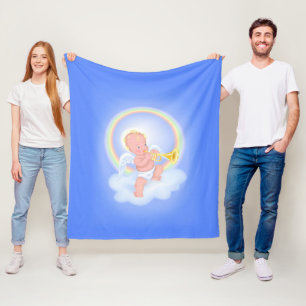 Angel Playing Trumpet Fleece Blanket