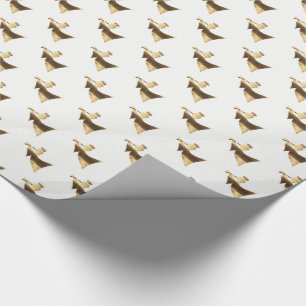Angel playing Trumpet Gold White Christmas Wrapping Paper