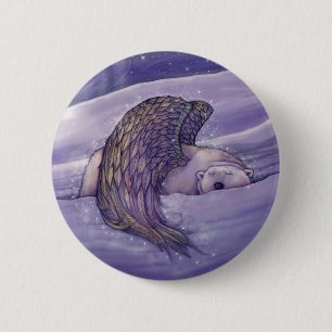 Angel Polar Bear Pinback Button