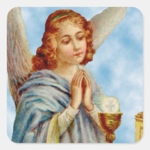 Angel Ponders First Communion Square Sticker