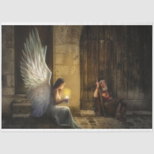 Angel Poor Man 20x30 Decoupage  Tissue Paper (Front)