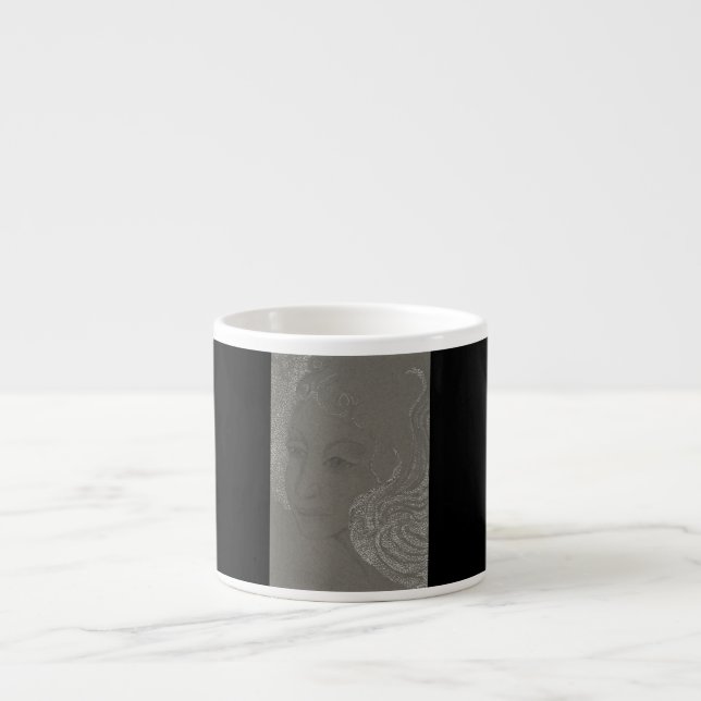 Angel Portrait on black espresso mug (Front)