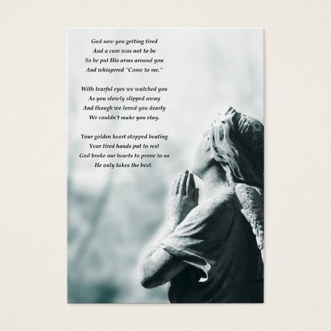 angel prayer funeral service announcements (Front)