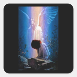 Angel Prayer Square Sticker
