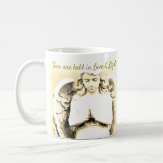 Angel Praying Golden Light Love Quote Gift Coffee Mug