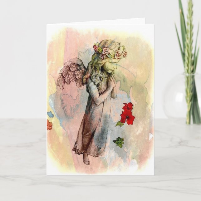 Angel Praying Greeting Card Watercolor (Front)