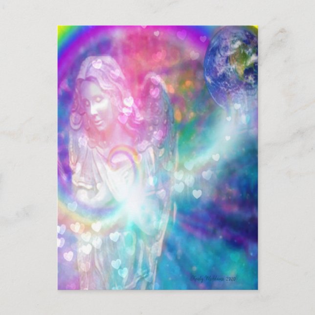 Angel Praying World Peace Beautiful Watercolor Postcard (Front)
