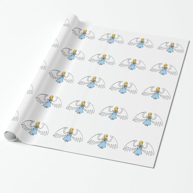 ANGEL PRAYING WRAPPING PAPER (Unrolled)