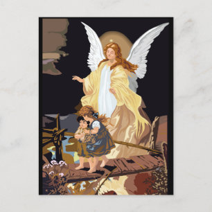Angel Protecting Children Holiday Postcard