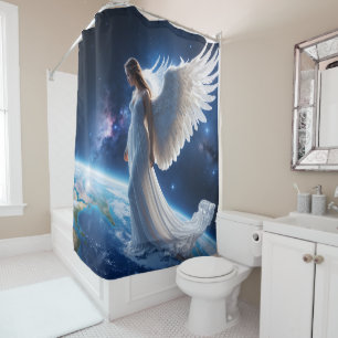 Angel Protecting Earth Shower Curtain