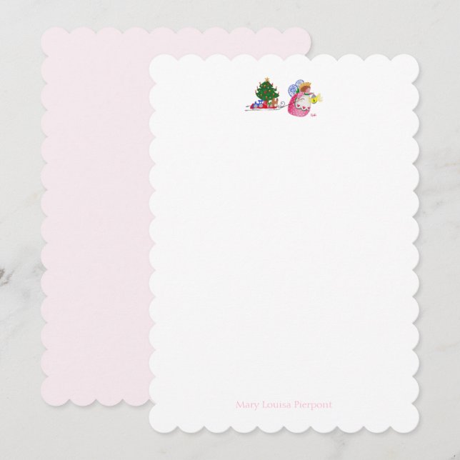 Angel Pulling Sled Note Card (Front/Back)