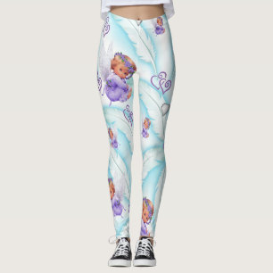Angel Purple Hearts Leggings