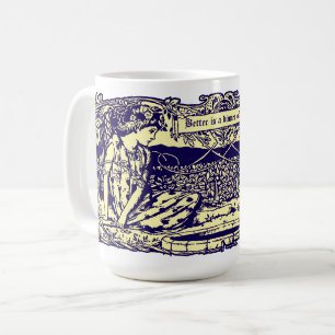 Angel & Rabbits in Flower Garden With Motto Banner Coffee Mug