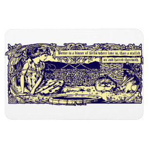 Angel & Rabbits in Flower Garden With Motto Banner Magnet