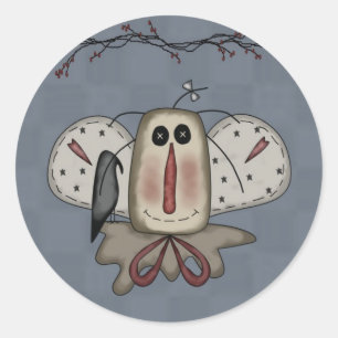 Angel Rag Doll & Crow Classic Round Sticker