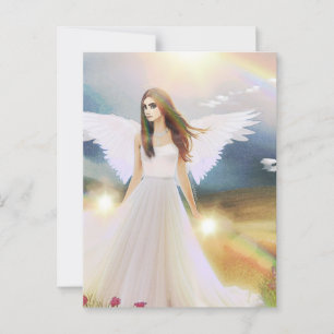 Angel Rainbow Light Hope Wings Flowers Fantasy Art Postcard