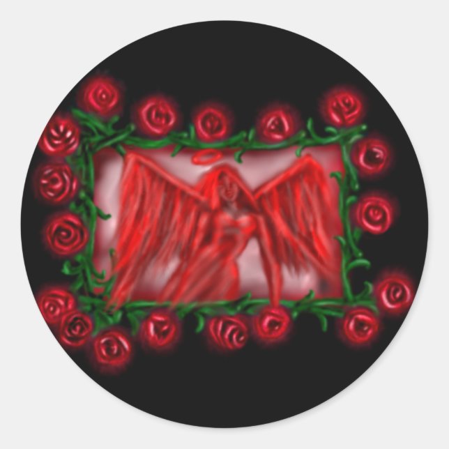 Angel Red, roses, sticker (Front)