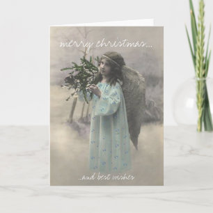 Angel retro christmas greeting card