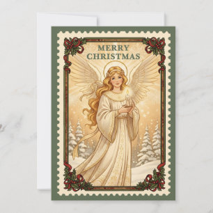 Angel   Retro Postage Stamp Christmas Card