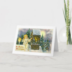 Angel ringing a bell festive Xmas Holiday Card