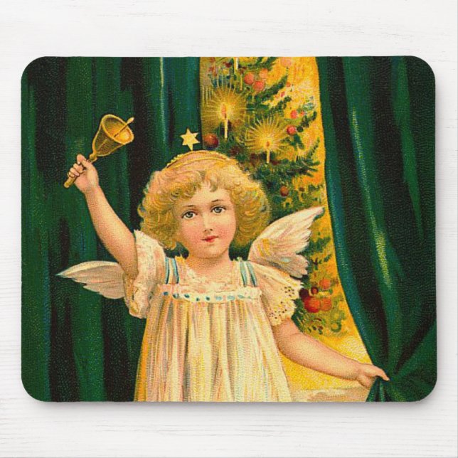 Angel ringing the bell for Christmas time Mouse Mat (Front)