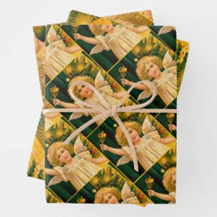 Angel ringing the bell for Christmas time Wrapping Paper Sheet