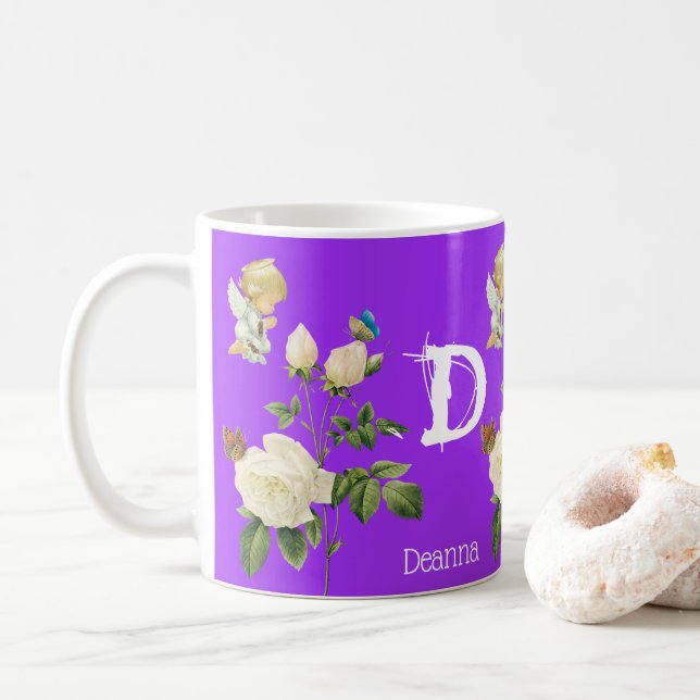 Angel Rose Purple Floral Mug (With Donut)