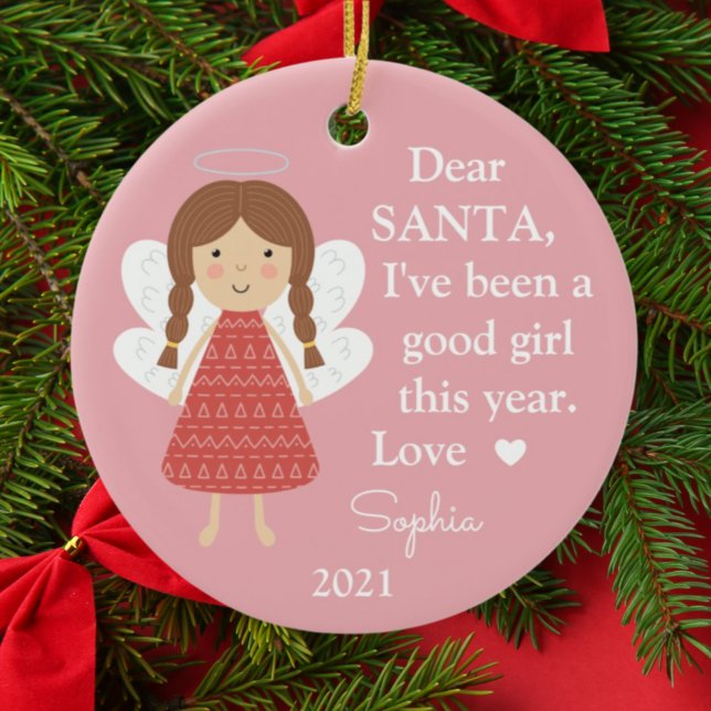 Angel Santa I've Been Good Girl Photo Christmas Ceramic Tree Decoration (Creator Uploaded)