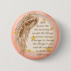 Angel Serenity Prayer  6 Cm Round Badge