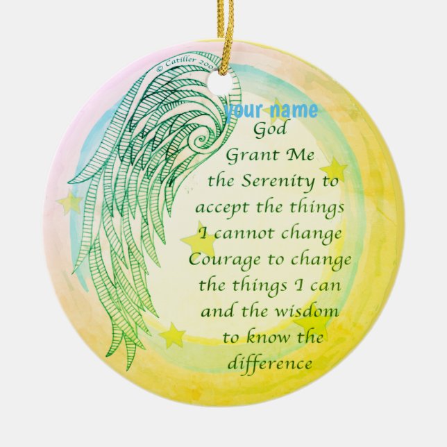 Angel Serenity Prayer Ceramic Tree Decoration (Front)