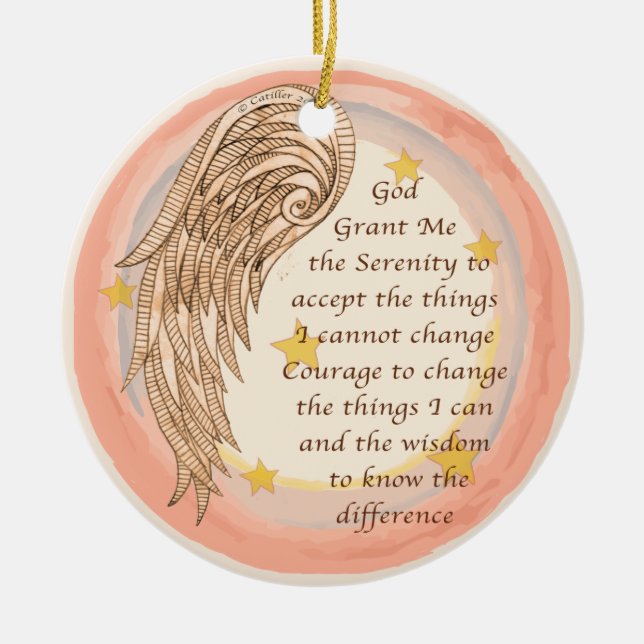 Angel Serenity Prayer Ceramic Tree Decoration (Front)