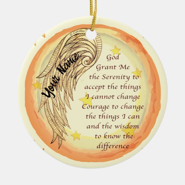 Angel Serenity Prayer Ceramic Tree Decoration (Front)