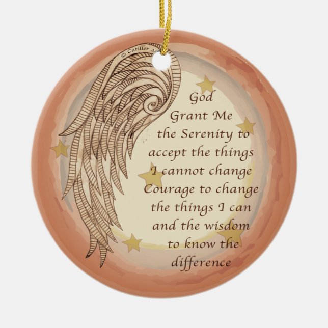 Angel Serenity Prayer Ceramic Tree Decoration (Front)